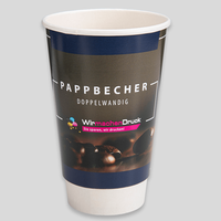 Becher doppelwandig 400ml, 4/0-farbig, Vorderansicht
