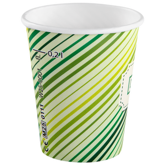 Becher einwandig mit Eichstrich 200 ml, 4/0-farbig (CMYK)