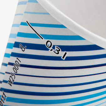 Becher einwandig mit Eichstrich 300 ml, 4/0-farbig (CMYK)