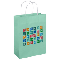 Beidseitig farbig bedruckte Papiertragetasche in M mit Papierkordeln, 26 x 34 x 14 cm, 4/0-farbig