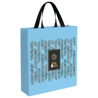 Beidseitig farbig bedruckte Papiertragetasche in M mit Schleifenband, 34 x 39 x 11 cm, 4/0-farbig