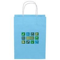 Beidseitig farbig bedruckte Papiertragetasche in XS mit Papierkordeln, 19 x 22,5 x 8 cm, 4/0-farbig