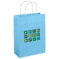 Beidseitig farbig bedruckte Papiertragetasche in XS mit Papierkordeln, 19 x 22,5 x 8 cm, 4/0-farbig