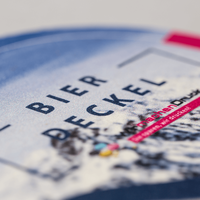 Bierdeckel, farbig bedruckt, doppeltkreis, Bier Motive