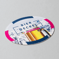 Bierdeckel, farbig bedruckt, ellipse, Bier Motive