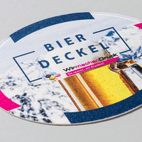 Bierdeckel, farbig bedruckt, ellipse, Bier Motive