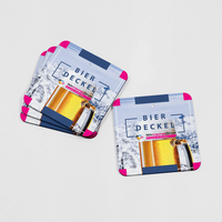Bierdeckel, farbig bedruckt, quadrat, Bier Motive