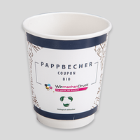 Bio Coupon Becher 200ml, 4/4-farbig (CMYK), Vorderansicht