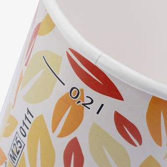 Bio-Becher doppelwandig mit Eichstrich 200 ml, 4/0-farbig (CMYK)