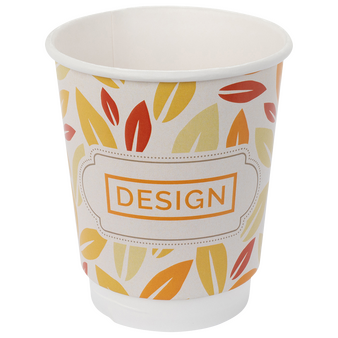 Bio-Becher doppelwandig mit Eichstrich 200 ml, 4/0-farbig (CMYK)