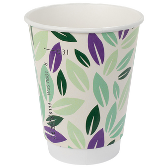 Bio-Becher doppelwandig mit Eichstrich 300 ml, 4/0-farbig (CMYK)