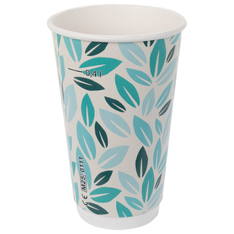 Bio-Becher doppelwandig mit Eichstrich 400 ml, 4/0-farbig