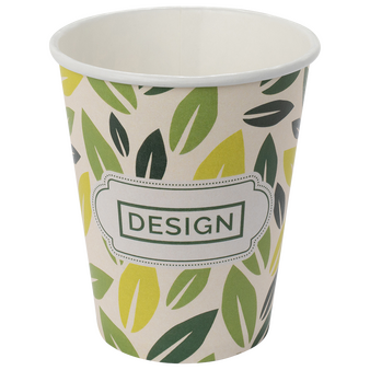 Bio-Becher einwandig mit Eichstrich 200 ml, 4/0-farbig (CMYK)