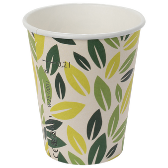 Bio-Becher einwandig mit Eichstrich 200 ml, 4/0-farbig