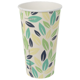 Bio-Becher einwandig mit Eichstrich 500 ml, 4/0-farbig (CMYK)