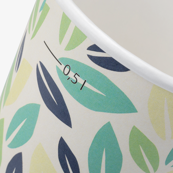 Bio-Becher einwandig mit Eichstrich 500 ml, 4/0-farbig