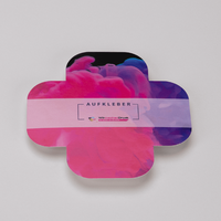 Aufkleber farbig bedruckt, Kreuz Form, liegend