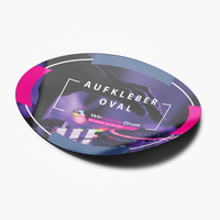 Aufkleber farbig bedruckt, oval ,liegend