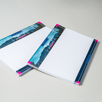 Block, farbig bedruckt, liegend