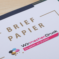 Briefpapier, farbig bedruckt, liegend, gold