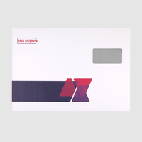 Briefumschlag DIN B4 (Lasche an der schmalen Seite), haftklebend mit Fenster, einseitig 4/0 farbig bedruckt