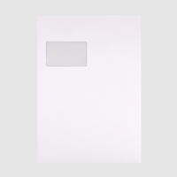 Briefumschlag DIN C4 (Lasche an der breiten Seite), haftklebend mit Fenster, einseitig 0/4 farbig bedruckt (Rückseite), Vorderseite