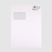 Briefumschlag DIN C4 (Lasche an der schmalen Seite), haftklebend mit Fenster, weiß, bedruckt mit Dialogpost Frankierwelle