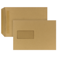 Briefumschlag DIN C5 (Lasche an der schmalen Seite), selbstklebend mit Fenster, unbedruckt braun