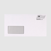 Briefumschlag DIN lang kompakt quer, haftklebend mit Fenster, weiß, bedruckt mit Dialogpost Frankierwelle