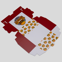 Burgerbox, farbig bedruckt, flach
