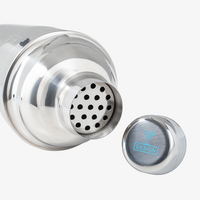 liegender Shaker mit Deckel und einfarbigem Tampondruck auf Kappe