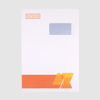 Couverts Format C4 (Lasche an der langen Seite), haftklebend mit Fenster rechts, einseitig 4/0 farbig bedruckt