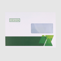 Couverts Format C5 (Lasche an der langen Seite), haftklebend mit Fenster rechts, einseitig 4/0 farbig bedruckt