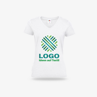 Damen-T-Shirt Basic, weiß - Fruit of the Loom, mit zwei Druckpositionen