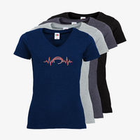 Damen-T-Shirt FOTL, Basic V-Neck - Motiv American Football EKG-Linie, Farbauswahl