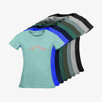 Damen-T-Shirt Russell, Organic - Motiv American Football EKG-Linie, Farbauswahl
