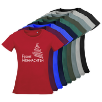 Damen-T-Shirt Russell, Organic - Motiv Frohe Weihnachten, Farbauswahl