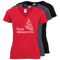Damen-T-Shirt FOTL, Basic V-Neck - Motiv Frohe Weihnachten, Farbauswahl