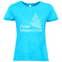 Damen-T-Shirt B&C, Basic - Motiv Frohe Weihnachten