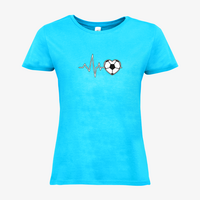 Damen-T-Shirt B&C, Basic - Motiv Fußball EKG-Linie