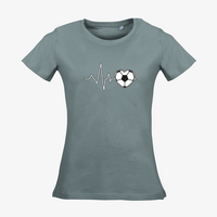 Damen-T-Shirt Russell, Organic - Motiv Fußball EKG-Linie