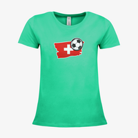 Damen-T-Shirt B&C, Premium - Motiv Fußball Schweiz