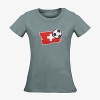 Damen-T-Shirt Russell, Organic - Motiv Fußball Schweiz