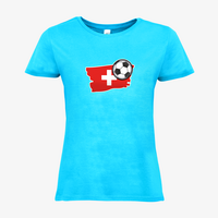 Damen-T-Shirt B&C, Basic - Motiv Fußball Schweiz