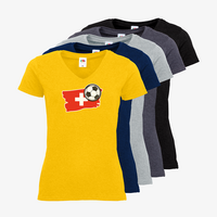 Damen-T-Shirt FOTL, Basic V-Neck - Motiv Fußball Schweiz, Farbauswahl
