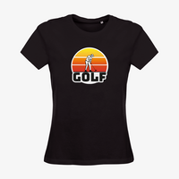 Damen-T-Shirt B&C, Organic - Motiv Golf Sonnenuntergang