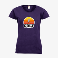 Damen-T-Shirt FOTL, Basic Rundhals - Motiv Golf Sonnenuntergang