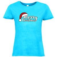 Damen-T-Shirt B&C, Basic - Motiv Merry Christmas