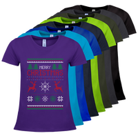 Damen-T-Shirt B&C, Premium - Motiv Weihnachtsstrickpulli, Farbauswahl