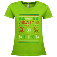 Damen-T-Shirt B&C, Premium - Motiv Weihnachtsstrickpulli